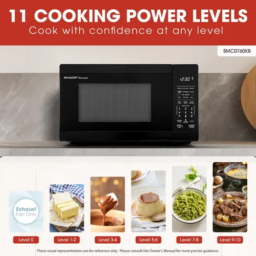 Miniatura 3 de SHARP Horno microondas compacto de encimera con plato giratorio de carrusel extraíble de 10 pulgadas, 700 vatios, 0.7 pies cúbicos, negro