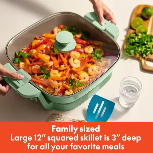 Miniatura 3 de Sartén Eléctrica Bella Make & Take, Utensilios de cocina Fits-anywhere™, Revestimiento Cerámico EverGood™, Temperatura Ajustable y Tapa de Vidrio