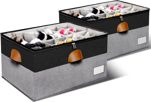 Miniatura 13 de Paquete de 1 organizador de zapatos para armario, contenedores de almacenamiento ajustables para zapatos, contenedores grandes plegables