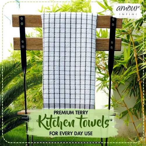 Miniatura 3 de AMOUR INFINI Juego de paños de cocina de 4 unidades - Paños de cocina de algodón de rizo súper suave y altamente absorbentes de 20x28 pulgadas