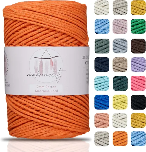 Miniatura 10 de Makromecity, Cordón de macramé de algodón de 0.079 in x 195 yardas (590 pies) de algodón reciclado de 0.079 pulgadas, hilo de ganchillo para Azul