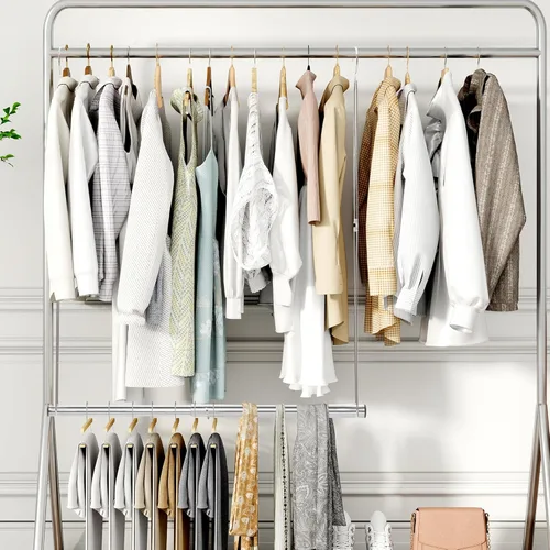 Miniatura 9 de STORAGE MANIAC Barra de colgar para clóset, organizador de colgar para armario con ancho y altura ajustables, barra de colgar para ropa que ahorra