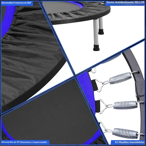 Miniatura 2 de HYD-Parts - Trampolín mini plegable de 40" o 48" para adultos y niños, rebotador de ejercicio con barra ajustable, trampolín de fitness