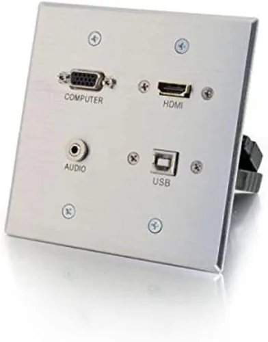 Miniatura 32 de C2G 03721 Placa de pared Keystone de dos puertos, color blanco