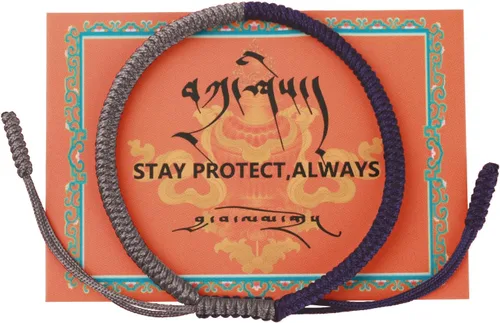Miniatura 12 de Auténtica pulsera de nudo Dorje bendecida hecha a mano por monjes tibetanos con protección y talismán para mujeres y hombres F-rojo+multicolor+rojo