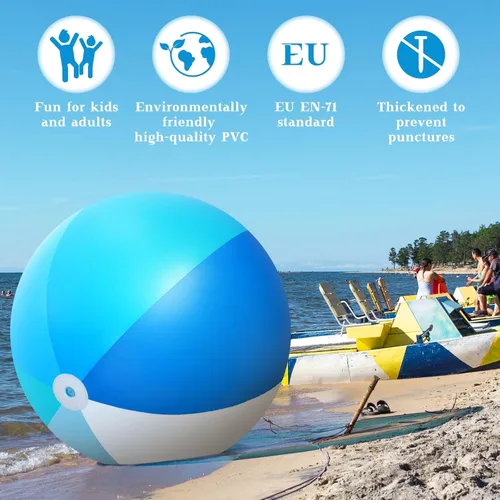 Miniatura 3 de Ceenna 2 Piezas Pelotas de Playa Gigantes de 60 Pulgadas Pelotas Inflables Grandes de Juguete para Piscina Juguetes de Natación de Verano Fiestas