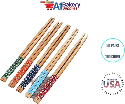 Miniatura 6 de Palillos de madera de bambú natural, 50 pares/100 unidades en 9 pulgadas por A1 bakery supplies