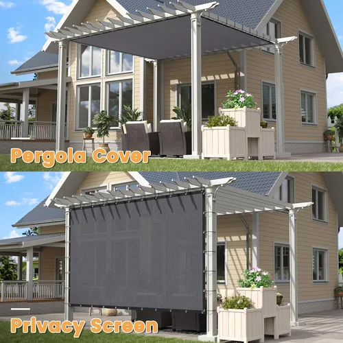 Miniatura 5 de VICLLAX - Toldo de tela con ojales, pantalla de privacidad para el patio, jardín o pérgola, cubierta de 6 x 8 pies, gris
