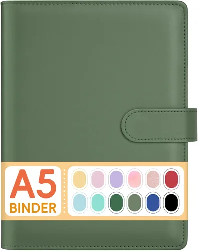 Miniatura 20 de Sooez Carpeta A6 de 6 Anillas, Cubierta de Planificador de Cuaderno Rellenable, Organizador Pequeño de Cuero Carpeta Vacía para Presupuesto, Diario