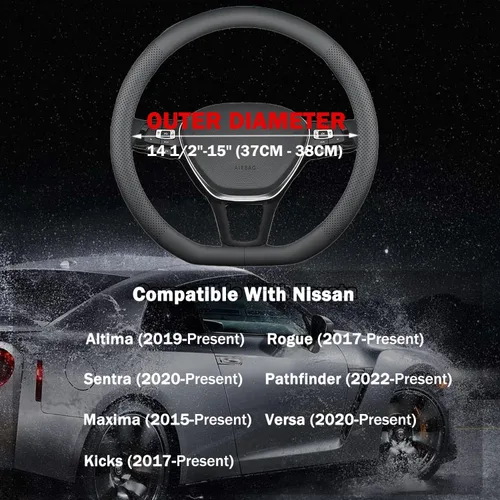 Miniatura 6 de Funda de volante en forma de D para Nissan Rogue Altima Sentra Maxima Pathfinder Kicks Versa SR SV Sport, fondo plano, accesorios para volante