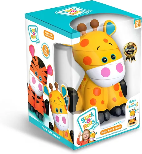 Miniatura 7 de Stack-a-Roos Baby Giraffe por Salus Brands - Juguete apilable de animales, juguete educativo de aprendizaje temprano para bebés, niños pequeños, a