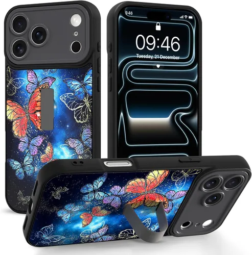 Miniatura 33 de Funda compatible con iPhone 17 Pro Max con correa de mano para los dedos, funda de teléfono con estampado de leopardo y guepardo para mujeres
