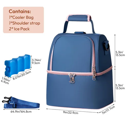 Miniatura 7 de NCVI Bolsa enfriadora de leche materna, bolsa para extractor de leche materna con 2 bolsas de hielo para 6 botellas, bolsa de viaje de doble capa