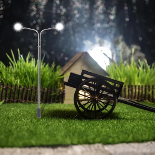 Miniatura 6 de MECCANIXITY Modelo ferroviario LED farol lámparas poste luces blancas 1/75 escala 5.1 in 5.12 pulgadas 3V, paquete de 4