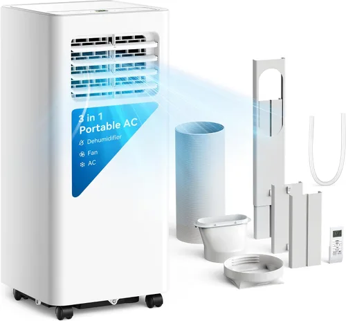 Miniatura 10 de Feelfunn Aire acondicionado portátil de 8000 BTU, 3 en 1, enfría 350 pies cuadrados, CA silenciosa con ventilador y deshumidificador, pantalla LED