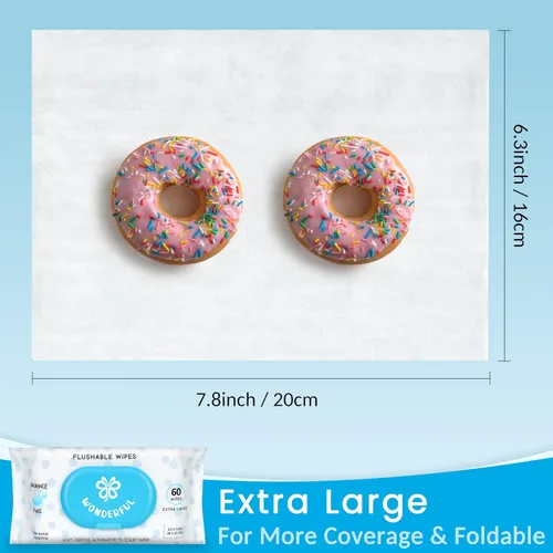 Miniatura 5 de WONDERFUL Toallitas desechables, sin perfume, 100% a base de plantas, toallitas húmedas para trasero para adultos y niños, seguras