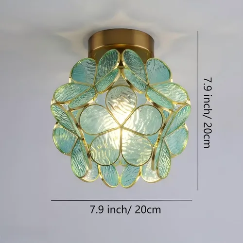 Miniatura 4 de Lámpara de techo de pétalos de 7.9 pulgadas, lámpara de techo de metal y vidrio estilo Tiffany, lámpara de techo moderna con base E27 para pasillo