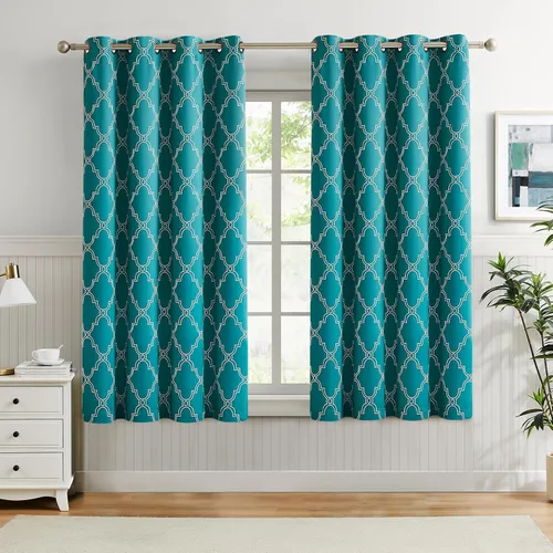 Miniatura 27 de Melodieux Cortinas 100% opacas de 96 pulgadas de largo para sala de estar, dormitorio estilo marroquí, aislamiento térmico, ahorro de energía