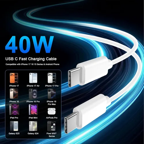Miniatura 4 de [Certificado Apple MFi] Cargador de iPhone 17 de carga rápida, paquete de 2 cargadores de iPhone de 40 W USB C bloque con cable de carga tipo C de 6