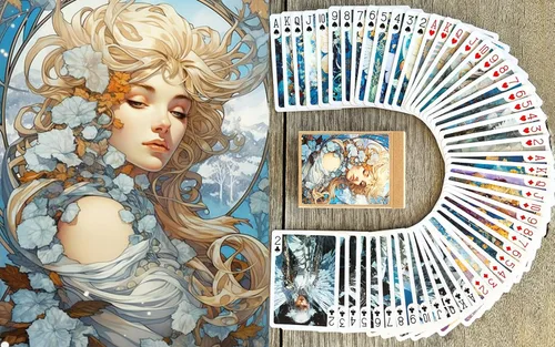 Miniatura 9 de Naipes de elegancia eduardiana (baraja de póquer 54 cartas todas diferentes) Hermosas damas con sombreros románticos vestidos salones y escenas