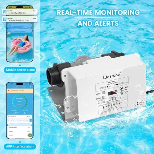 Miniatura 3 de Generador de cloro salino WiFi, sistema de cloración de sal con celda de titanio de Estados Unidos, monitoreo en tiempo real y control