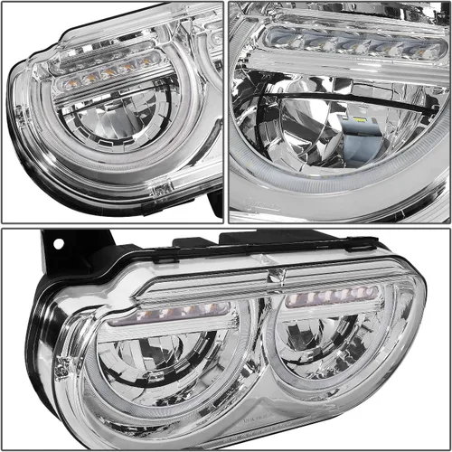 Miniatura 5 de DNA MOTORING HL-HAY-020-CH Par de faros de halo completos con señal de giro secuencial LED, medio anillo, compatible con modelos 08-14 Dodge