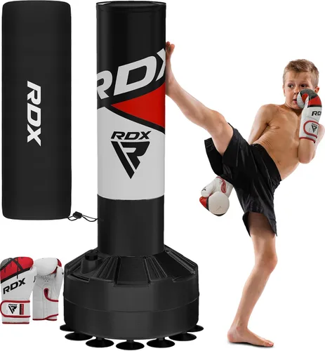 Miniatura 10 de RDX Saco de boxeo independiente para niños con guantes y funda, saco de boxeo junior de 4 pies con soporte para kickboxing, boxeo, artes marciales