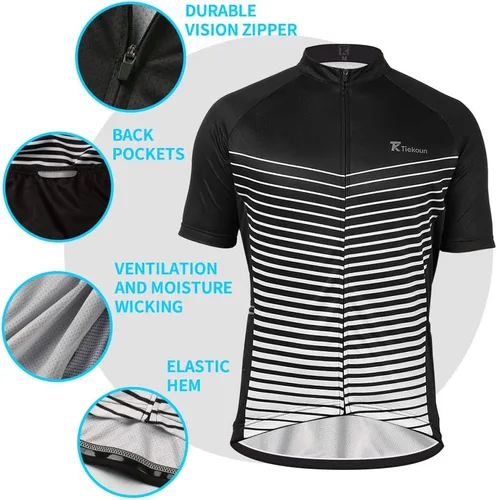 Miniatura 12 de Camisetas de ciclismo para hombre, camisetas de ciclismo de manga corta, chaqueta de bicicleta con cremallera completa