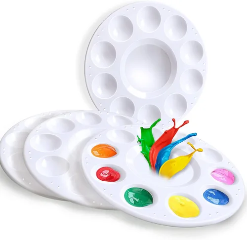 Miniatura 10 de 100 bandejas de pintura para niños, paleta de pintura de plástico con 10 pozos, paleta de bandeja de pintura acrílica inifus para niños, estudiantes