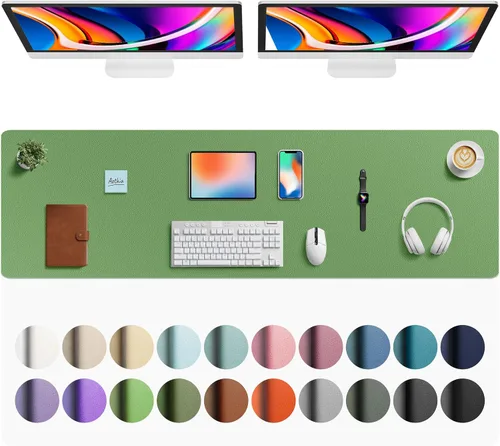 Miniatura 42 de Aothia - Protector de escritorio de cuero sintético, base para mouse, superficie antideslizante e impermeable para escribir y para laptop