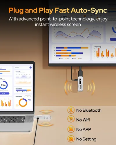 Miniatura 2 de Transmisor y receptor HDMI inalámbrico, 328FT/100M actualizado 2026, decodificación HDMI 4K inalámbrica de 1080P a 60Hz, salida cero latencia, Plug