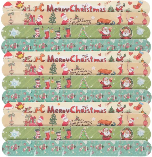 Juego de limas de uñas: 12 piezas de limas de uñas de Navidad, herramientas de pedicura y manicura para mujeres y niñas, estilo aleatorio