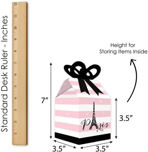 Miniatura 7 de Big Dot of Happiness París, Ooh La La - Cajas de regalo cuadradas para baby shower o fiesta de cumpleaños - Juego de 12 cajas de lazo con temática