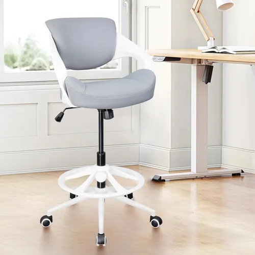 Miniatura 8 de Silla de dibujo ergonómica,Silla de escritorio de computadora de pie,Anillo de pie, Soporte lumbar,Silla giratoria para tareas,Negro