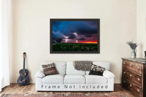 Miniatura 5 de Impresión fotográfica de tormenta (no enmarcada) Imagen de ataques de relámpagos mientras luciérnagas giran al atardecer en la noche tormentosa