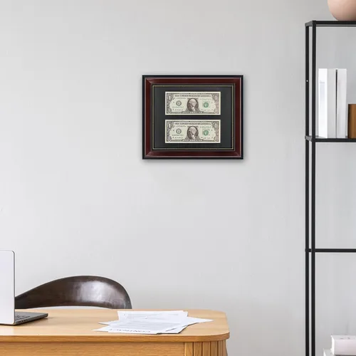 Miniatura 6 de GMFrames Marco de billetes de dólar de caoba con vidrio real de estera negra