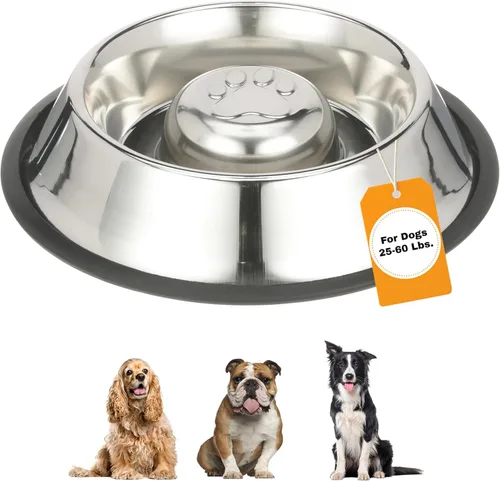 Miniatura 14 de Neater Pet Brands - Tazón de acero inoxidable para alimentación lenta para perros que comen rápido de raza grande, comedero de metal para perros