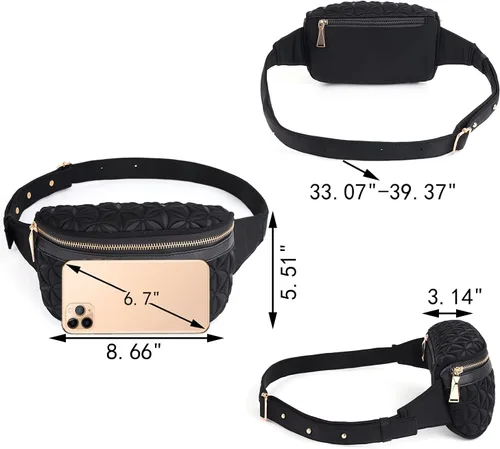 Miniatura 6 de UTO Riñonera convertible para mujer, bolsa de pecho convertible en relieve, a la moda, ligera, para viaje
