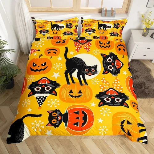 Miniatura 15 de Erosebridal Juego de ropa de cama de murciélago de Halloween, tamaño individual, con purpurina y estrellas, galaxia, funda de edredón para niños