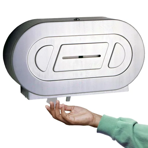 Miniatura 11 de Despachador de papel higiénico de acero inoxidable, 10,625 de ancho x 10,625 de alto x 4,5 de diámetro., Acero inoxidable, 1