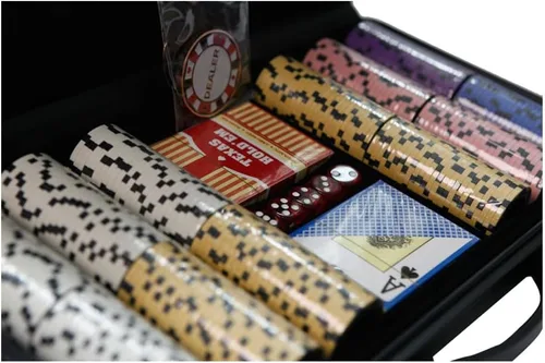 Miniatura 3 de THUNDERBAY Juego de fichas de póquer compuesto de arcilla de 10.58 oz de 0.48 oz con estuche de aluminio, dos barajas de cartas, un botón