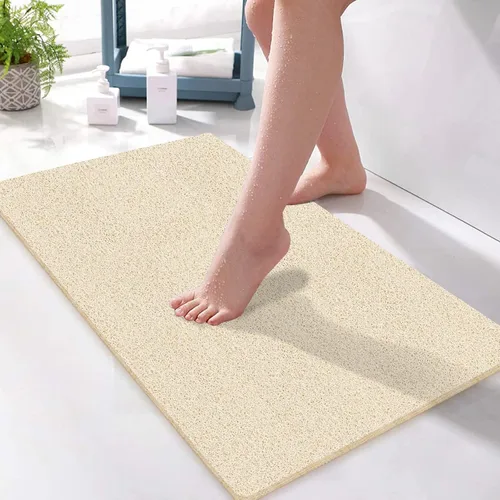 Miniatura 13 de Tapete de ducha antideslizante sin ventosa, 24 x 24 pulgadas de PVC lufa para ducha, baño, tapete de bañera con drenaje para superficie texturizada