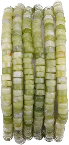 Miniatura 32 de BEADIA Cuentas Espaciadoras de Jade Amarillo Natural en Forma de Tapa, Cuentas Semipreciosas Sueltas para Hacer Joyas con Encuadernación, 4mmx2mm