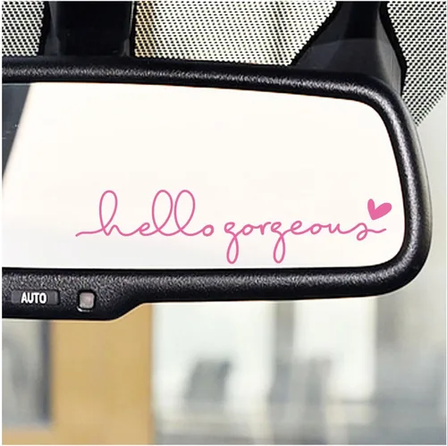Miniatura 8 de 2 calcomanías de vinilo con el texto “Hello Gorgeous” para espejo retrovisor, botella de agua, cuidado personal, para la ventana del auto y laptop