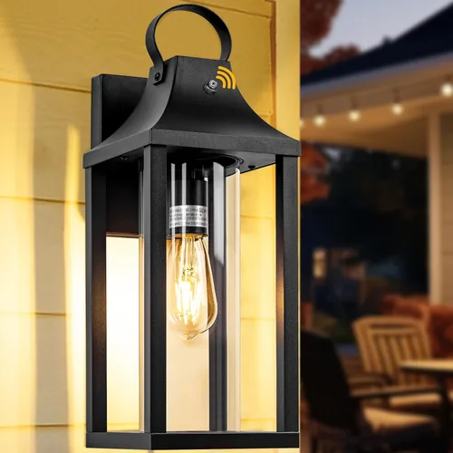 Miniatura 11 de Lámpara de Pared Grande para Exteriores 17" H Luminaria con Vidrio Transparente Cilíndrico Aplique de Pared Moderno para Patio Porche Patio, Base