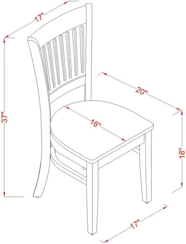 Miniatura 3 de East West Furniture VAC-BLK-W Vancouver Sillas de Comedor - Sillas con Respaldo de Listones y Asiento de Madera, Juego de 2, Roble