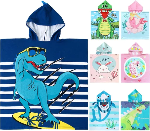 Miniatura 8 de NovForth Toalla de Playa para Niños y Niñas, Envoltorio de Toalla de Baño con Capucha de Cocodrilo, Toalla de Piscina para Niños Pequeños con Capucha