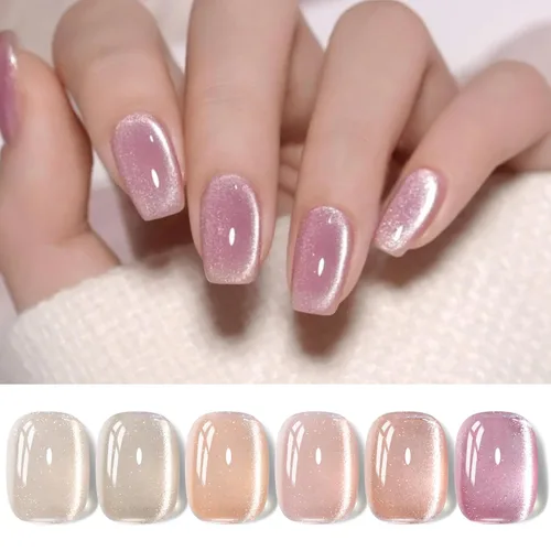 Miniatura 11 de Born Pretty - Esmalte de uñas en gel magnético Cat, set de esmalte de uñas de gel brillante retro magnético de 6 colores, kit de esmalte de uñas Oda