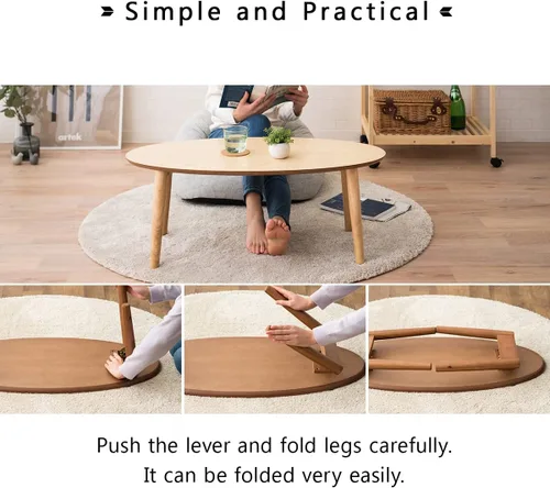 Miniatura 5 de EMOOR Mesa de centro plegable de madera, Samll (17" Dx35 W) Nogal