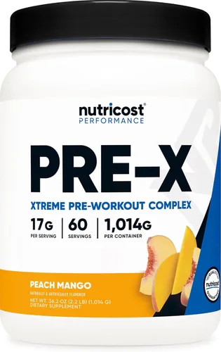 Miniatura 6 de Nutricost Pre-X, Complejo de polvo para pre-entrenamiento extremo, uva, 30 porciones, vegetariano, sin OMG y sin gluten